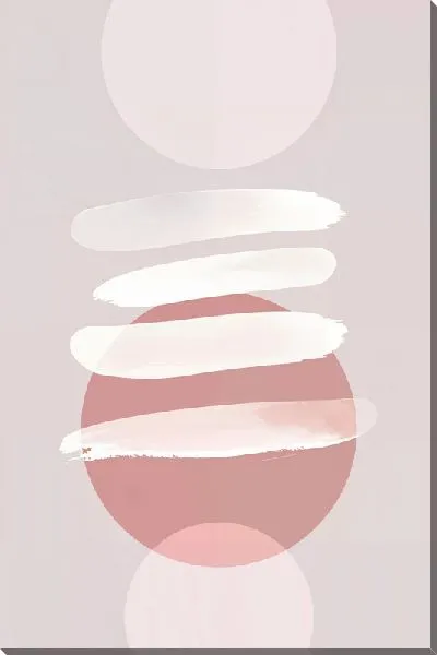 Картина маслом Круги и линии на розовом фоне