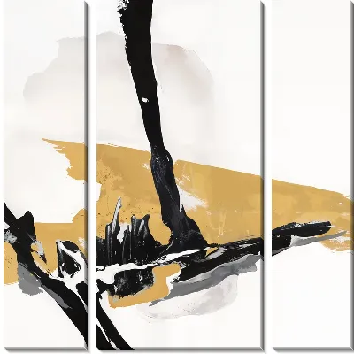 Модульная картина Черная и золотая текстуры