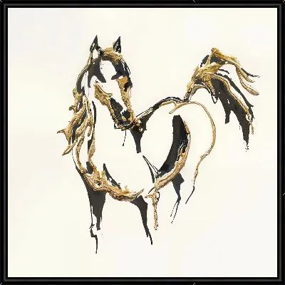 Картина Лошадь в стиле минимализм с золотыми включениями