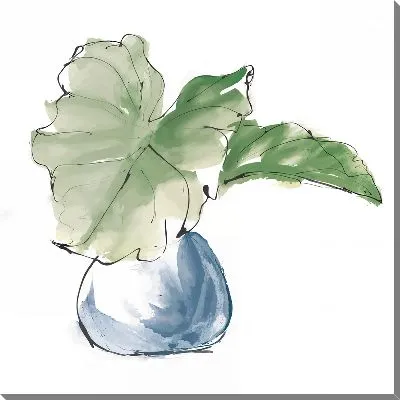Картина маслом Растения в голубом горшке №1