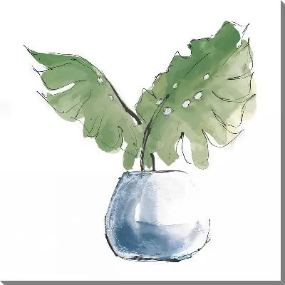 Картина маслом Растения в голубом горшке №2