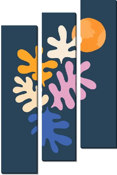 Модульная картина Листья на фоне Солнца