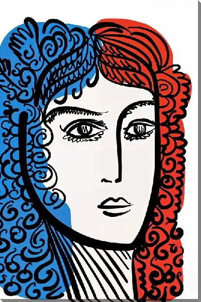 Картина маслом Синие и красные кудри