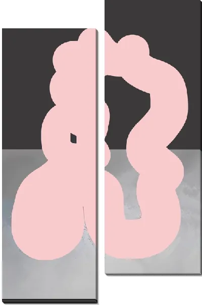 Модульная картина Розовое на серо-черном
