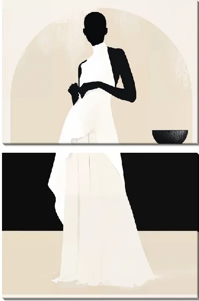 Модульная картина Африканка в белом платье