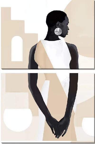 Модульная картина Африканка с сережками