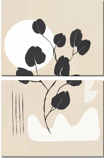 Модульная картина Растение на бежевом фоне №1