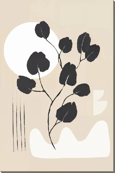 Картина маслом Растение на бежевом фоне №1