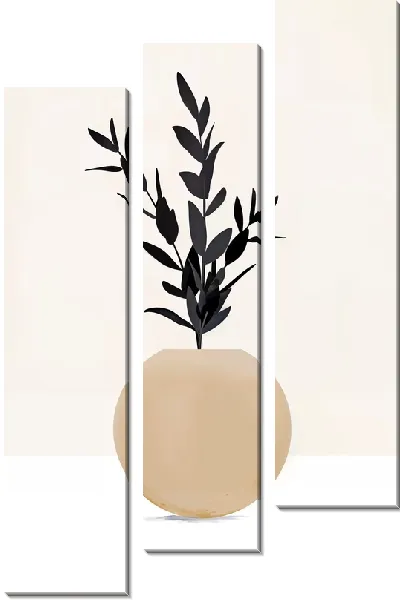 Модульная картина Черное растение в кашпо