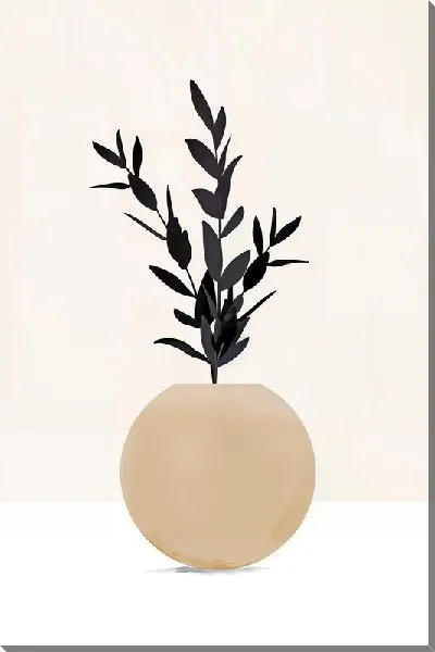 Картина маслом Черное растение в кашпо