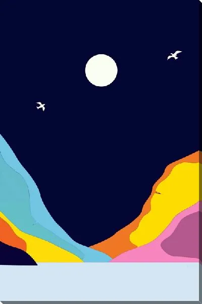 Картина маслом Цветные горы ночью