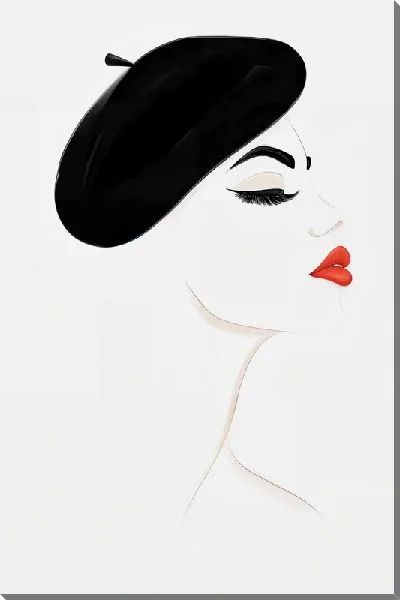 Постер Девушка с красными губами и шляпке