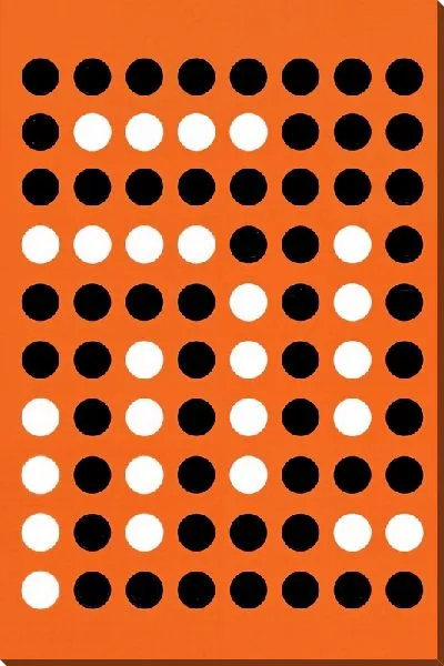 Картина маслом Белые и черные круги на оранжевом фоне