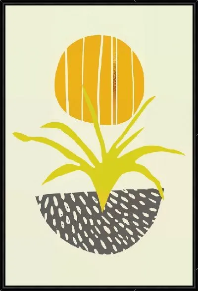 Картина Растения в кашпо на фоне Солнца