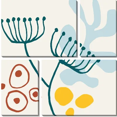 Модульная картина Ботанический коллаж в стиле минимализм