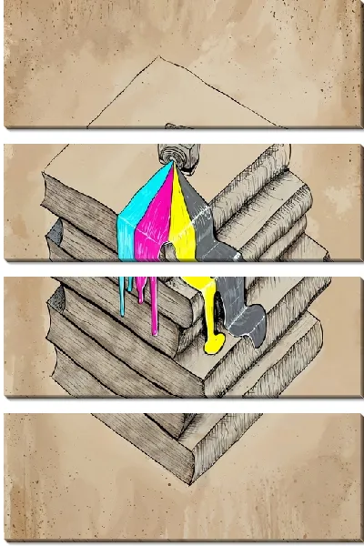 Модульная картина Разлитая краска на книгах