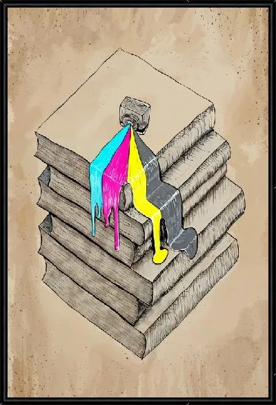 Картина Разлитая краска на книгах