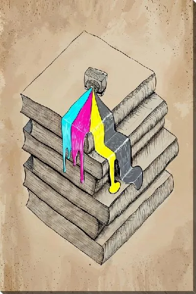 Постер Разлитая краска на книгах
