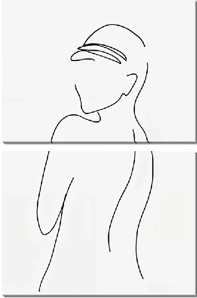 Модульная картина Рисунок женщины в стиле минимализм