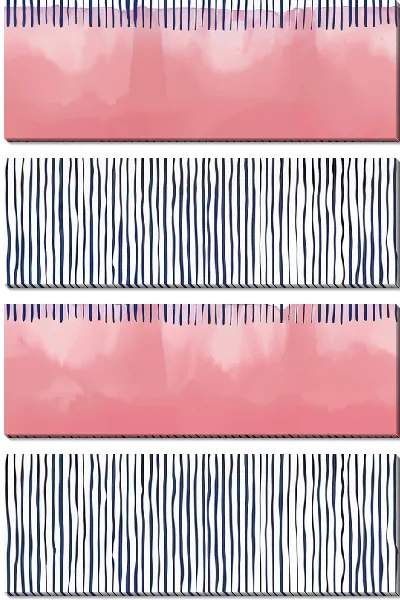 Модульная картина Синие линии на розовом 