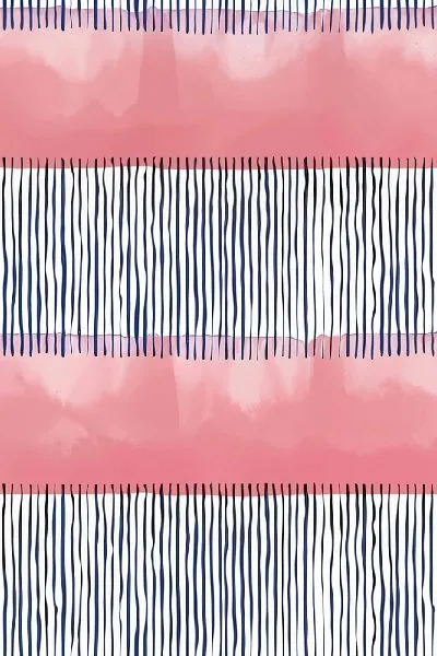 Плакат Синие линии на розовом 