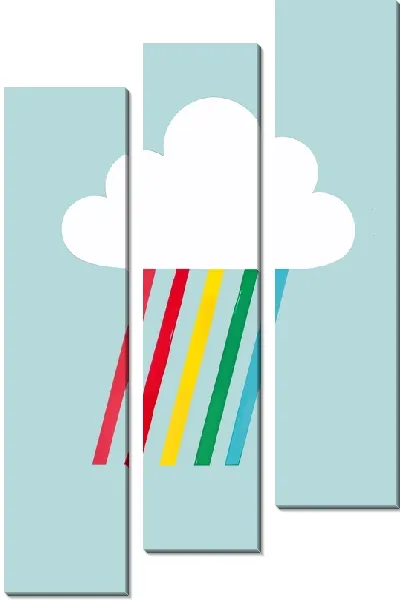 Модульная картина Цветной дождь из облака