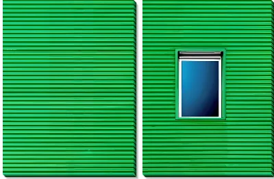 Модульная картина Окно на зеленой стене