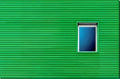 Постер Окно на зеленой стене