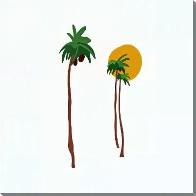 Картина маслом 3 пальмы на фоне Солнца