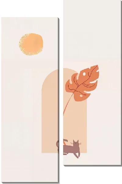 Модульная картина Кошка на окне в стиле минимализм