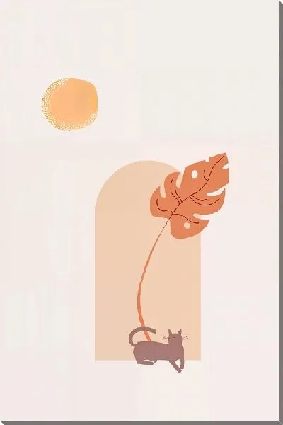 Картина маслом Кошка на окне в стиле минимализм