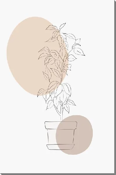 Картина маслом Домашний цветок в горшке в стиле минимализм