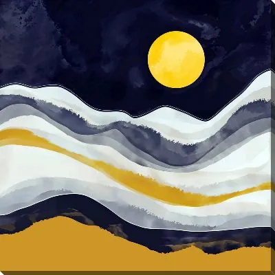 Картина маслом Желтая Луна в горах