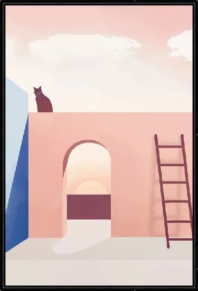 Картина Кошка сидит на стене