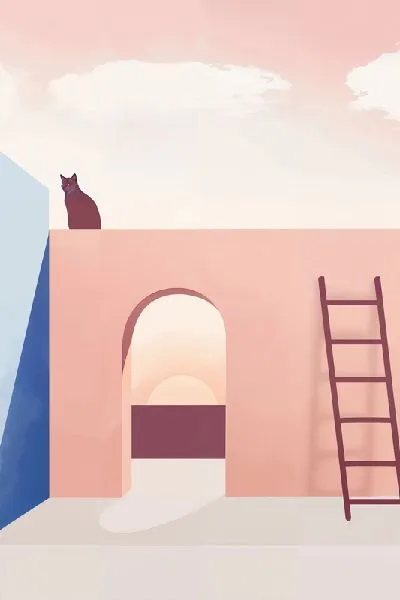 Плакат Кошка сидит на стене