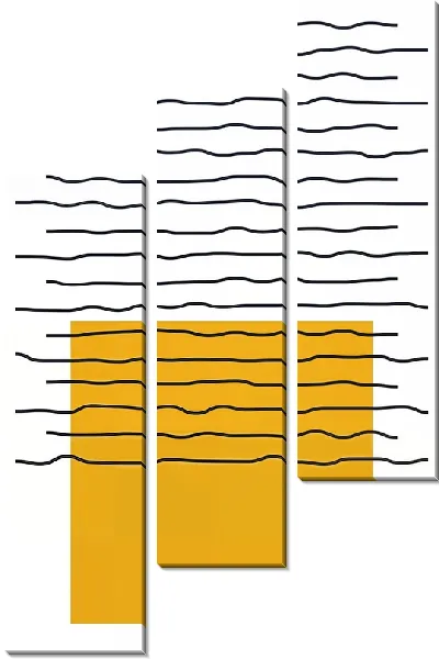 Модульная картина Желтый квадрат и черные линии