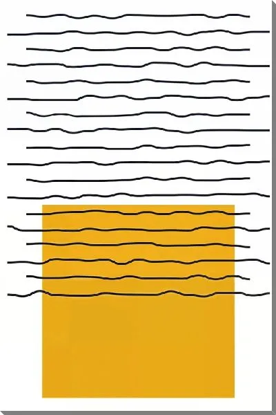 Картина маслом Желтый квадрат и черные линии