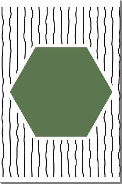 Картина маслом Зеленый многоугольник и линии