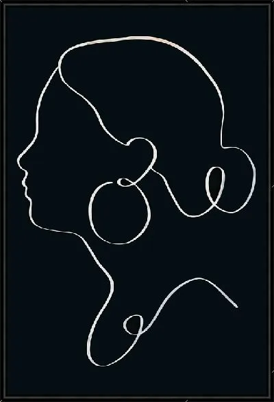 Картина Женский силуэт в стиле минимализм на черном фоне