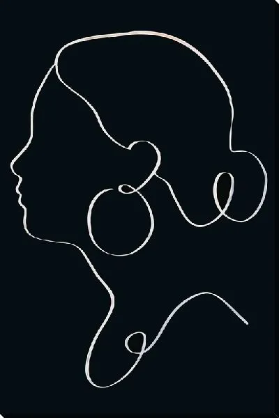 Постер Женский силуэт в стиле минимализм на черном фоне