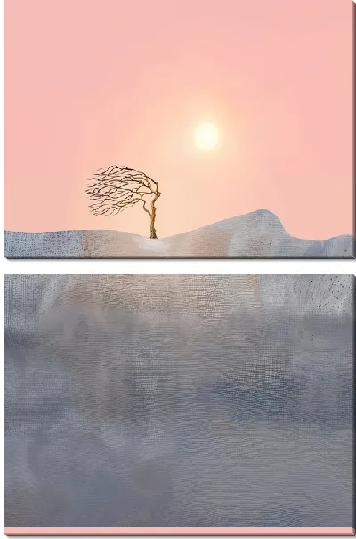 Модульная картина Яркое Солнце и одинокое дерево