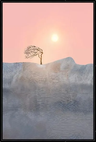 Картина Яркое Солнце и одинокое дерево