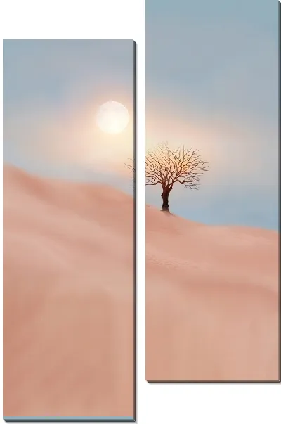 Модульная картина Свет от Луны в пустыне