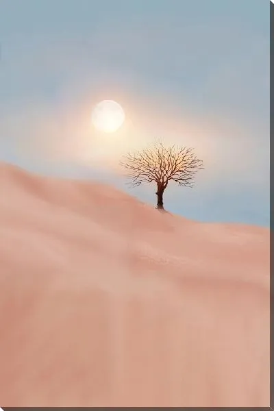 Картина маслом Свет от Луны в пустыне