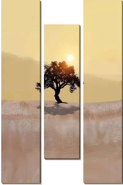 Модульная картина Черное дерево на фоне яркого Солнца