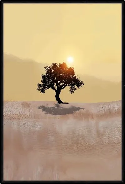 Картина Черное дерево на фоне яркого Солнца