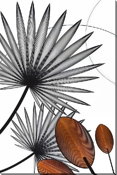 Картина маслом Растения в стиле минимализм на белом фоне