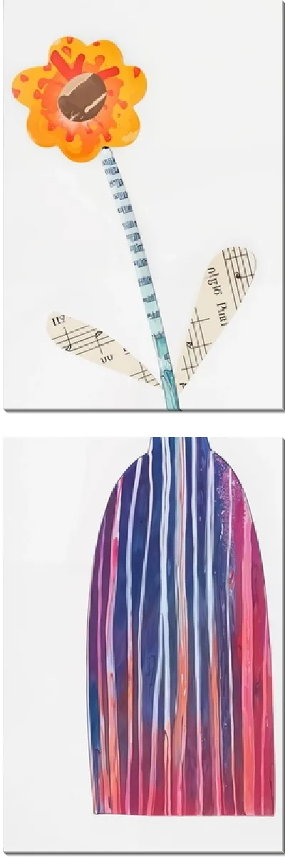 Модульная картина Цветок в вазе в виде коллажа