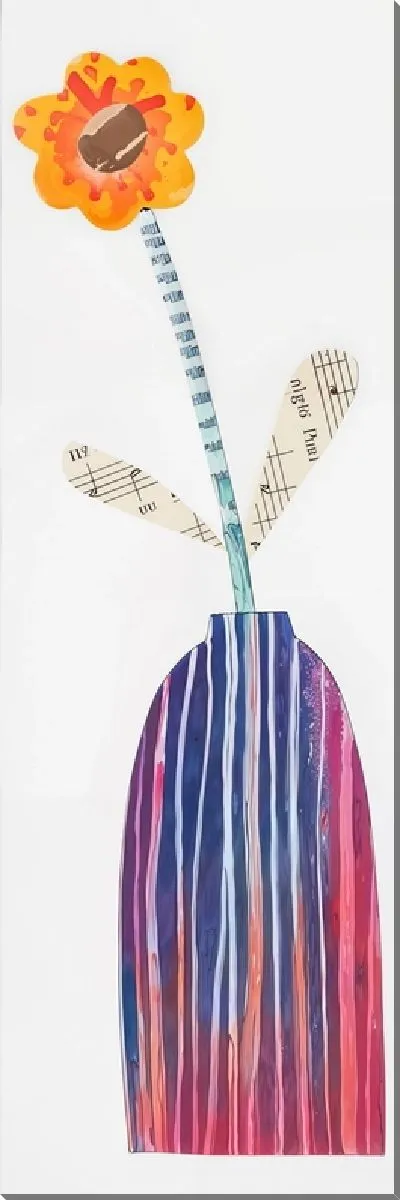 Картина маслом Цветок в вазе в виде коллажа