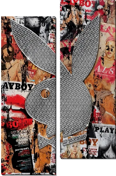 Модульная картина Заяц Playboy  на фоне журналов